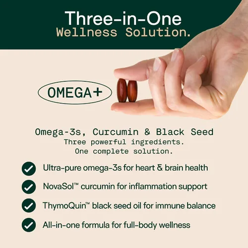 Vista 2 de Adapt Naturals Omega 3 Ácidos grasos de aceite de pescado (1500 mg) EPA DHA - Sin sabor with Bioavailable Curcumin (500mg) & Black Seed (500mg)