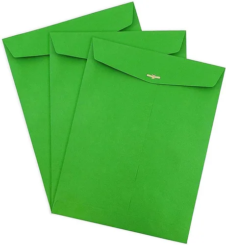 Vista 3 de JAM Paper, sobre de papel catálogo con cierre, con extremo abierto, 10 x 13pulgadas, Verde