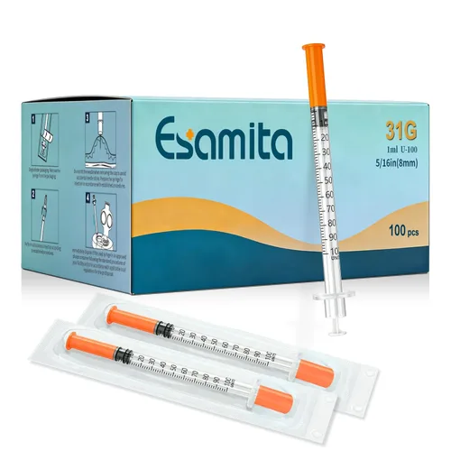 Vista 8 de Jeringas de insulina, 0.0 fl oz, 29G, 1/2" (12.7 mm) con aguja, U-100, envasadas individualmente, paquete de 100