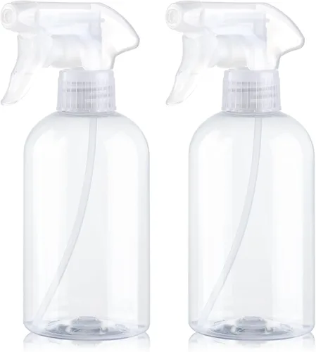 Vista 9 de Botellas pulverizadoras de plástico sin BPA, 10 oz/10.1 fl oz, rociador ajustable, recipiente vacío recargable, corriente de niebla para regar