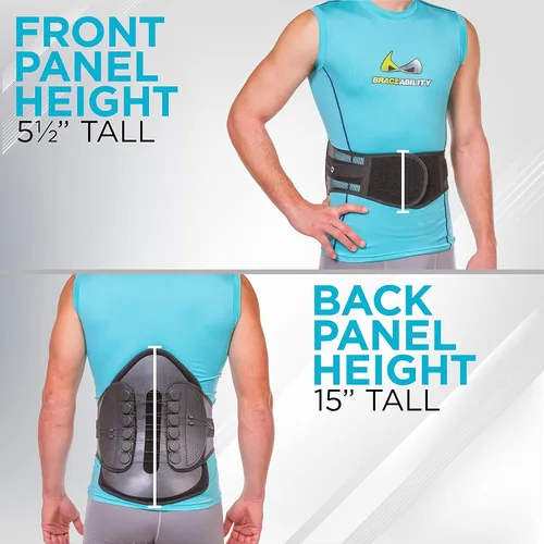 Vista 6 de BraceAbility Soporte lumbar para espalda de descompresión – Cinturón de corsé lumbosacro semirrígido ajustable para discectomía, laminectomía