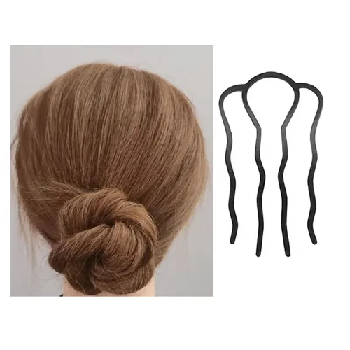 Vista 4 de Pinza de horquilla de metal para el cabello, peines laterales para el cabello, bollos updo en forma de U, horquilla para el cabello, pinzas