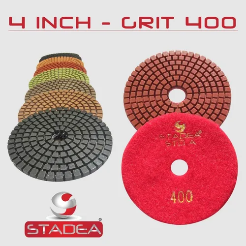 Vista 5 de STADEA Grit 50 4" Diamond Pulir Pads Premium Grado Mojado Flexible 3 MM Alto