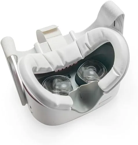 Vista 9 de VR Cover Facial Interface Bracket & Foam Replacement with Lens Protector Cover for Meta Quest 2 (ThrillSeeker Edition - Pink & Light Grey)