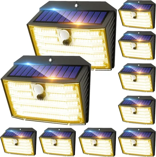 Vista 14 de Luces solares de movimiento para exteriores, luces solares ultra brillantes para valla con sensor de movimiento, luz de seguridad impermeable IP65