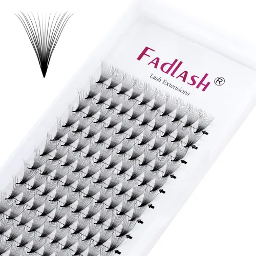 Vista 34 de FADLASH Extensiones de pestañas postizas en abanico con base puntiaguda 10D, extensiones de pestañas postizas de tallo medio, extensiones