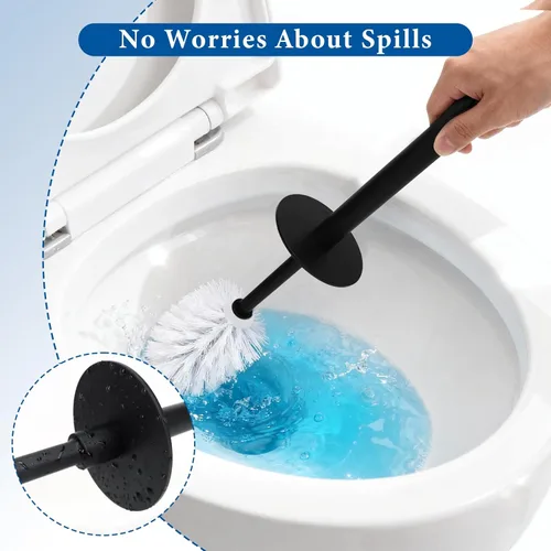 Vista 5 de Topsky Cepillo de Inodoro, Paquete de 2 Cepillos de Inodoro Compactos y Juego de Soporte, Cepillo de Barril Redondo de Plástico para Inodoro con 2