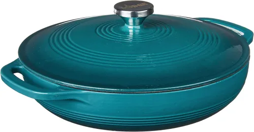 Vista 8 de Lodge Cacerola Ovalada de Hierro Fundido Esmaltado de 3.6 Cuartos con Tapa – Asas Dobles – Apta para Horno hasta 500°F o en Estufa – Úsela