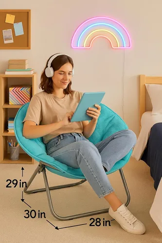 Vista 3 de Urban Lifestyle Silla de piel sintética super suave con estructura de metal plegable, color aqua