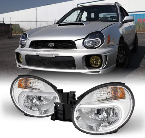 Vista 8 de AKKON - Para Subaru Impreza Outback 2002 2003/RS/TS/WRX (tipo halógeno) LED DRL Negro Faros Par