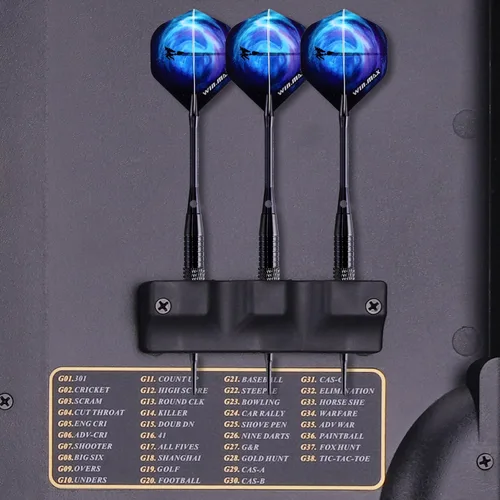Vista 7 de Tablero de dardos electrónico LED digital eléctrico para adultos con gabinete con conjunto de 12 dardos de punta suave