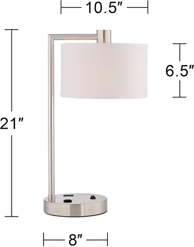 Vista 2 de Colby lámpara de mesa de níquel pulido con salida y puerto USB