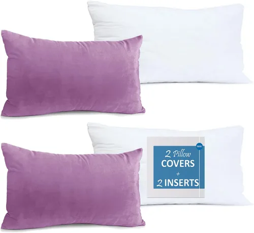 Vista 66 de Juego de 2 rellenos de almohada con terciopelo suave y sólido, juego de fundas de almohada cuadradas decorativas para sofá, automóvil, dormitorio