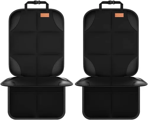 Vista 8 de Protector de asiento de automóvil, protector de automóvil grande para asientos infantiles con acolchado más grueso y bolsillos de malla