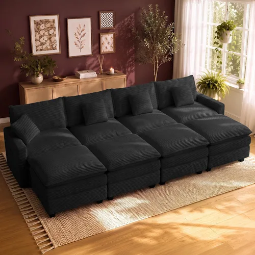 Vista 30 de Cloud Couch Sectional, L Shaped Modular Sofa with Movable Ottoman Negro