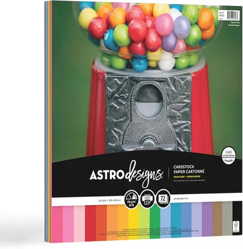 Astrodesigns/Creative Collection - Kit de iniciación de cartulina, 12 x 12 pulgadas, 65 lb/176 g/m², surtido de 18 colores, 72 hojas (46408-03)