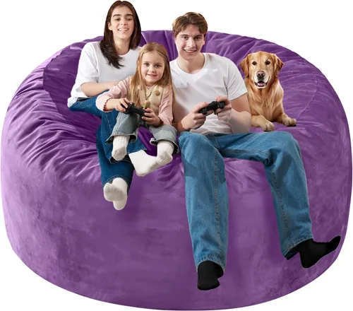 Vista 376 de de 3 pies con relleno de espuma viscoelástica, puf grandes, sofá suave con funda de terciopelo holandés, 36 x 36 x 24 pulgadas (morado)