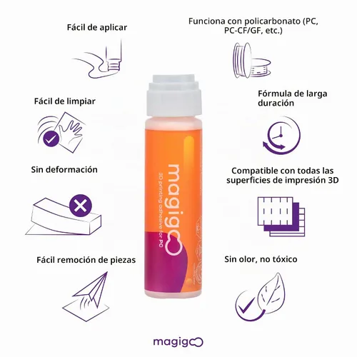 Vista 2 de MPC2018 Pegamento Adhesivo para Impresora 3D para Filamento de Policarbonato - Larga Duración y Reduce la Deformación en Placa Flexible, Vidrio
