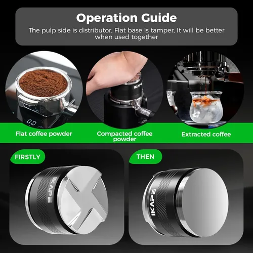 Vista 6 de IKAPE Productos de Café, Distribuidor de Café de 51 mm y Manipulador de Mano, Distribuidor de Espresso de Profundidad Ajustable para Todos