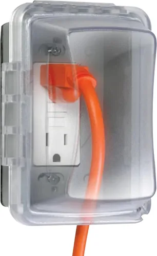 TayMac MM510C Cubierta para Receptáculo de Una Sola Caja Horizontal/Vertical Resistente a la Intemperie, 3.75 Pulgadas de Profundidad, Transparente