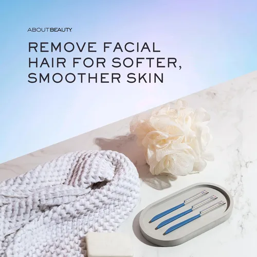 Vista 2 de About Face Pro-Premium - 3 afeitadoras de belleza para depilación, ideales para afeitar, exfoliar, dermaplanear y dar forma a las cejas, de acero