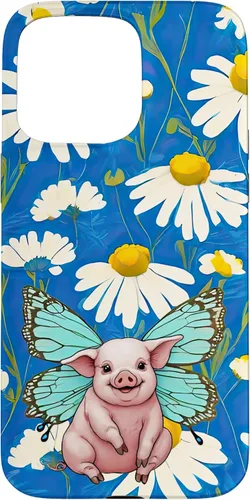 Vista 28 de Adorable pig piglet with butterfly wIngs daisy flower sweet Case for iPhone 16