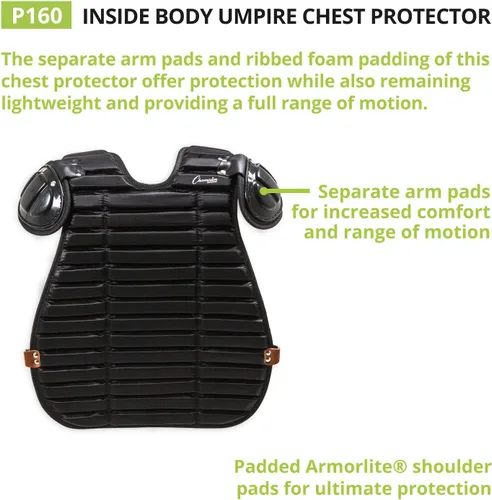 Vista 2 de Champion Sports Umpire - Protector interior del cuerpo – Protector de pecho de árbitro para oficiales de béisbol/sóftbol – Protector acolchado