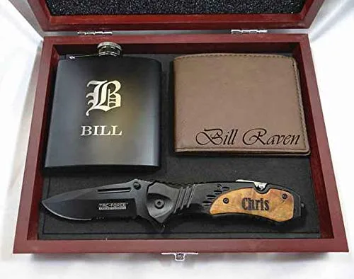 Groomsmen Gift, Set of 3, Groomsmen Gift, Groomsmen Gift Box, Best Man Gift, Personalized Knife, Groomsman Gift, Groomsman Gift Set, Groomsman Gift