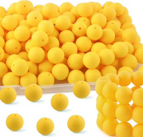 Vista 65 de 160Pcs 12mm de abalorios de silicona para hacer llaveros, pulseras, collares, abalorios redondos de silicona a granel para bolígrafos (negro)