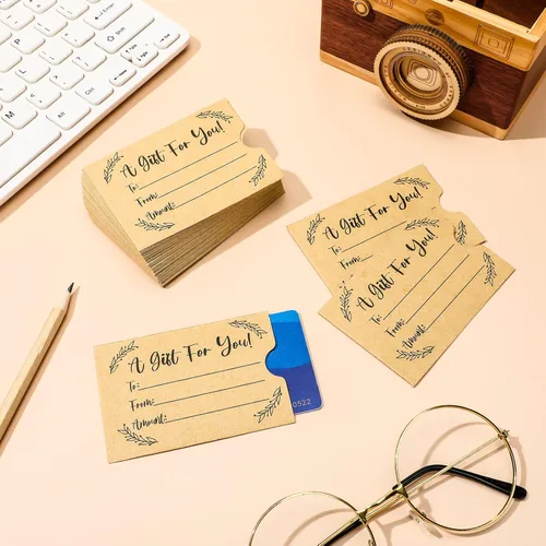 Vista 7 de 800 sobres para tarjetas de regalo, fundas para tarjetas de crédito, papel kraft marrón, mini sobres para llaves de hotel de negocios, fundas