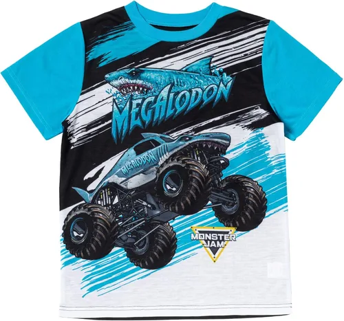 Vista 2 de Monster Jam Grave Digger Megalodon El Toro Loco - Camisa de pijama y pantalones cortos