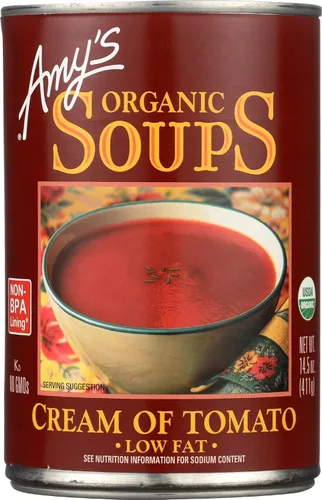 Amy's Sopa, sin gluten, crema orgánica de tomate, baja en grasa, 14.5 onzas