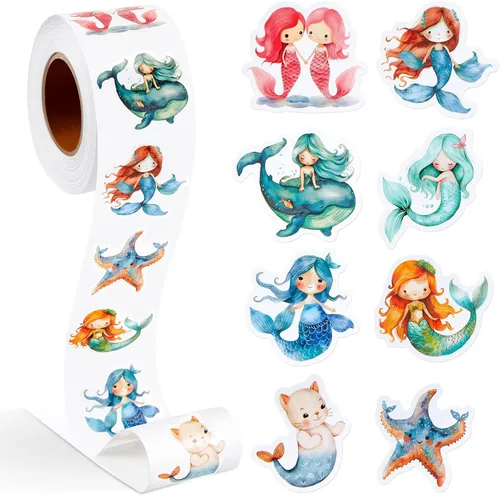 Vista 8 de Qeeenar 1 rollo de calcomanías de S'Mores, recompensa, suministros de oficina, incentivos, animales, calcomanías de fiesta de Navidad, 500