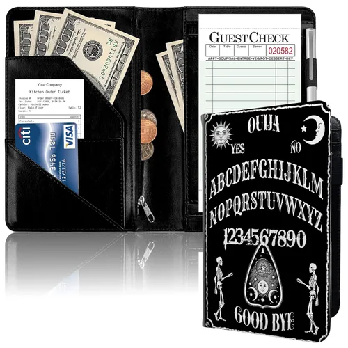 Vista 7 de Ouija - Libros góticos de servidor para camarera cartera de cuero con bolsillo con cremallera lindo organizador de camareros y personal de camarero