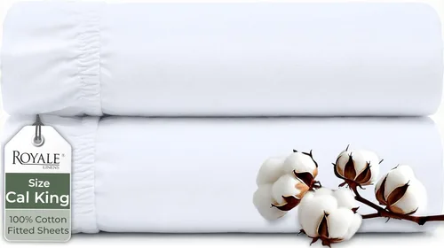 Vista 72 de Royale Linens Sábana bajera ajustable de algodón 100% orgánico - Tejido percal - Sábanas bajeras de bolsillo profundo súper suaves - Sábana elástica