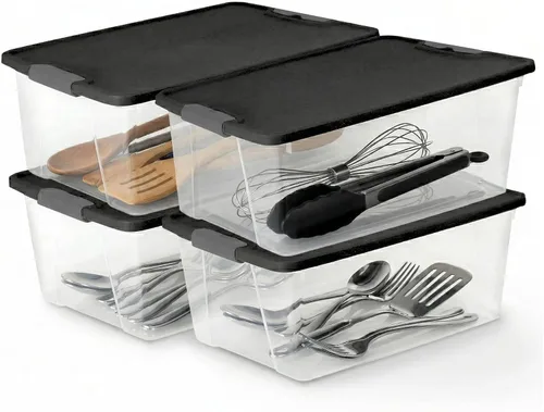 Vista 14 de HOMZ Compartimiento de almacenamiento transparente Snaplock con tapa, X Large Latching-64 Quart (Juego de 2), Azul, Paquete de 2