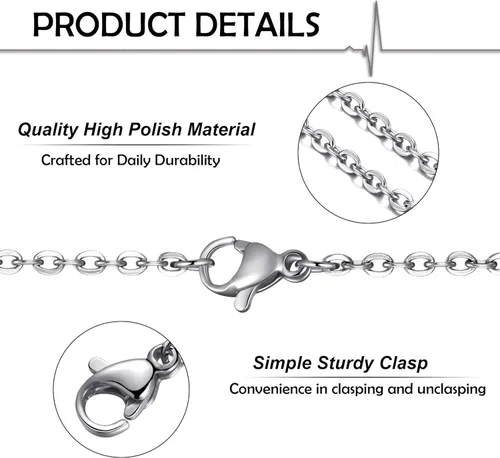 Vista 3 de Paquete de 24 cadenas de collar de acero inoxidable para fabricación de joyas, 16 pulgadas