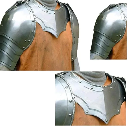 ANTIQUECOLLECTION Gorget gótico medieval con hombreras - Armadura de talla única, plateado