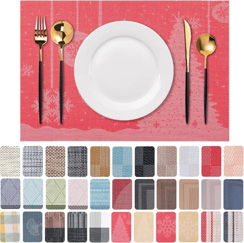 Vista 68 de CADONO Juego de 4 manteles individuales de vinilo lavables para interiores y exteriores, para mesa de comedor, duraderos, antideslizantes