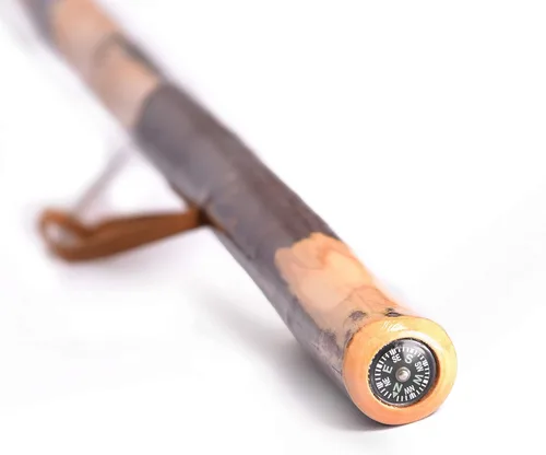 Vista 2 de FOREST PILOT Bastón de senderismo hecho a mano de madera natural, 55 pulgadas de largo, con correa de mano y cubierta de punta de goma