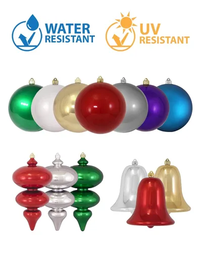 Vista 4 de Christmas By Krebs 6" (150mm) Purpurina Verde Esmeralda [2 Piezas] Esfera Extra Grande Sólida Super Grande de Plástico para Exteriores, Resistente