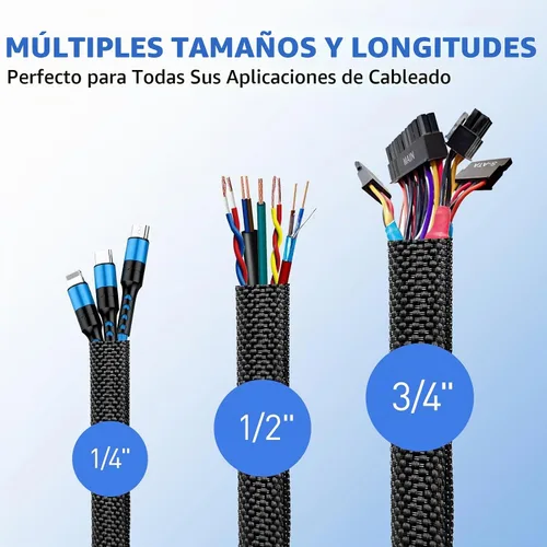 Vista 6 de Funda de organización de cables divididos de 10 pies, protector de cable de telar de alambre para cables de arnés automotriz de alta temperatura