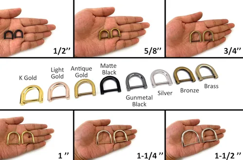 Vista 3 de 4 anillos en D resistentes de 1-1/2 pulgadas de oro dorado en forma de U de repuesto para bolso, llavero, collar de perro