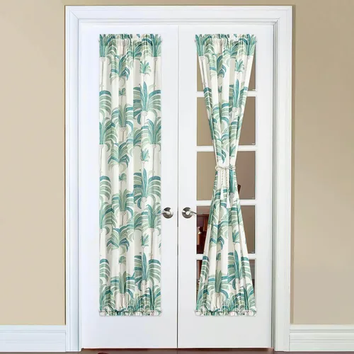 Vista 14 de VOGOL Cortina para puerta de patio con estampado de hojas, cortinas para puerta delantera filtrante de luz para ventana de cristal, 1 panel corto