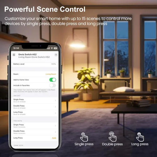 Vista 7 de Botón inteligente Onvis, interruptor inteligente de 5 teclas, controlador de escena, compatible con Apple HomeKit, activa automáticamente accesorios