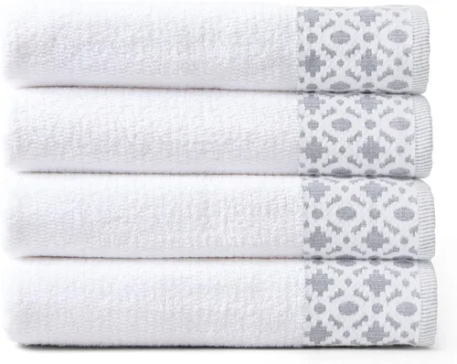 Vista 14 de Juego de toallas de lujo 100% algodón turco Super suaves y altamente absorbentes Borde dobby texturizado 550 GSM 2 toallas de baño, 2