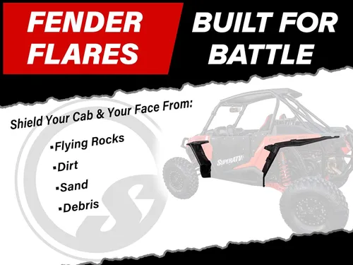 Vista 3 de SuperATV Guardabarros guardabarros para Polaris RZR XP 1000 / XP 4 1000 2014-2023 Durabilidad extrema Protección adicional de 8.5 pulgadas