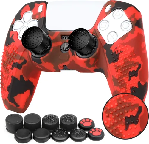 Benazcap Accesorios de silicona para PS5 DualSense Wireless Controller Grip Case con protección antideslizante de silicona a prueba de polvo, 1