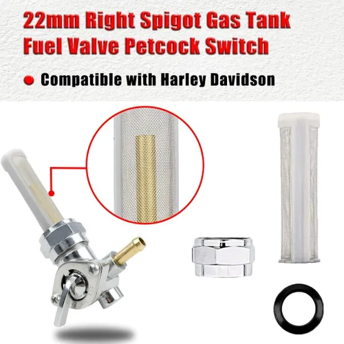 Vista 3 de Válvula de combustible de petcock de 22 mm de salida derecha para Harley Davidson Sportster Big Twin Dyna Fatboy Electra Glide Heritage Softail