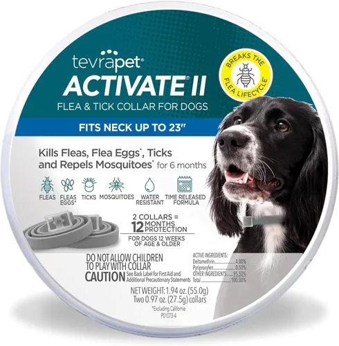 Vista 5 de TevraPet Activate II Collar antipulgas y garrapatas para perros pequeños, prevención de 12 meses, 2 unidades, se adapta a cuellos de hasta 15